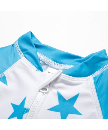 BONVERANO Baby Boys Swimsuit | Long-Sleeve One Piece Swimwear | UPF 50+ Sun Protection | Blue Star | 9-12 Months - Buy Online on GoSupps.com