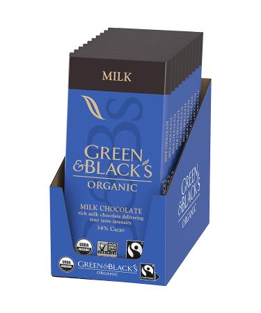Green & Black's Organic Milk Chocolate Bar 34% Cacao - 2.17 oz, Pack of 10 - Buy Online on GoSupps.com