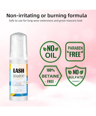 MULAFEE Eyelash Extension Cleanser Kit - Paraben & Sulfate Free Foaming Shampoo for Salon & Home Care with Rinse Bottle and Soft Brush - 60 ML - Buy Online on GoSupps.com