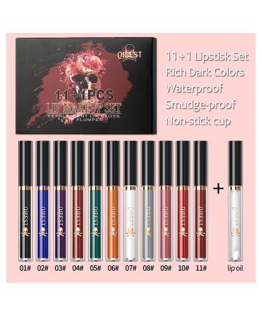 12pcs Matte Liquid Lipstick with Lip Plumper Makeup Sets - Halloween Cosplay Lip Gloss Set - Buy Online on GoSupps.com