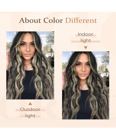 Vigorous 24" Clip-In Hair Extensions - Wavy Black Mix Blonde (4PCS) - Soft Synthetic Hairpieces for Women - Buy Online on GoSupps.com