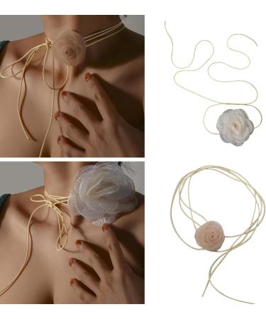 Oralgo's Elegant Long Lace-Up Chain Necklace - Rose Trailer Choker & Collar - Perfect Party Jewelry Gift - Buy Online on GoSupps.com