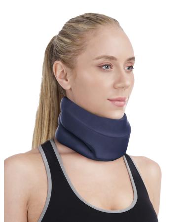 Neck Brace Cervical Collar for Sleeping - Relief Neck Pain and Neck Support Soft Foam Wraps Keep Vertebrae Stable and Aligned for Relief of Cervical Spine Pressure for Women & Men (Blue-M Size) M Size Blue
