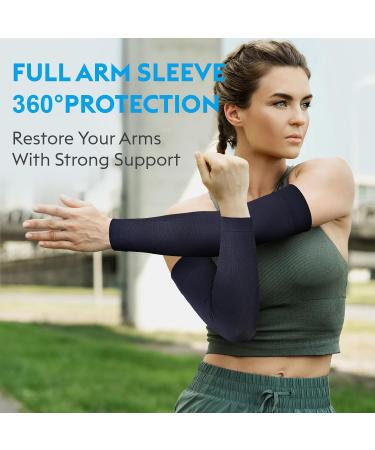 KEKING Compression Arm Sleeves - 20-30mmHg Firm Support for Pain Relief & Recovery | Tennis & Golf Elbow Brace | Latex-Free Dark Blue - Small (1 Pair - Buy Online on GoSupps.com