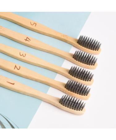 HiTuYi Bamboo Toothbrush (10 Pack) | Eco-Friendly Natural Toothbrushes for Adults with Travel Case, Charcoal Dental Floss | BPA-Free & Biodegradable - Buy Online on GoSupps.com