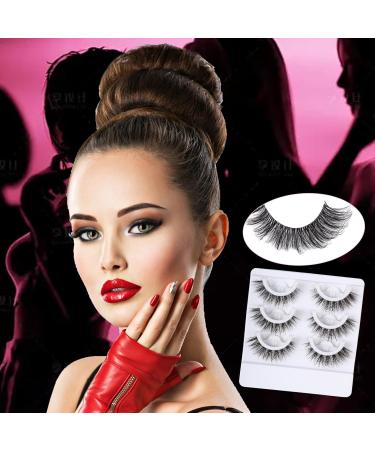3 Pairs Self-Adhesive Eyelashes No Glue Needed False Eyelashes 3D Natural Wispy Lashes 16mm Faux Mink Lashes with Tweezers - Buy Online on GoSupps.com