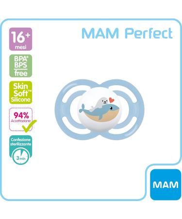 MAM Perfect Silicone Pacifier with Box for 16+ Months - Light Blue | International Shipping Available - Buy Online on GoSupps.com