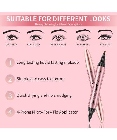 Microblading Eyebrow Pencil - 2-in-1 Dual-Ended Eyeliner & Precision Brow Pen Waterproof & Long-Lasting Dark Brown for Natural Eyebrows - Buy Online on GoSupps.com
