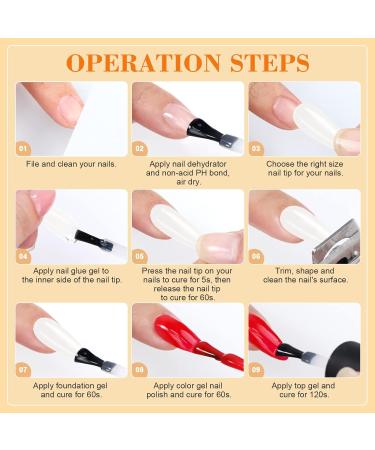 Saviland 500pcs Long Clear Fake Coffin Nails Tips with 4-in-1 Nail Glue Gel Kit - Natural Almond Gel X Tips - Buy Online on GoSupps.com