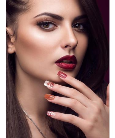 Cured Gel Nail Strips - Long-Lasting Waterproof Nail Wraps in Orange and Red - Includes Cuticle Stick, Nail File, and Wipes - UV/LED Lamp Required - Buy Online on GoSupps.com