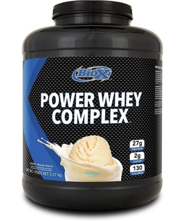 BioX Power Whey Complex / Nitrogen-Rich Three-Tiered Protein Powder / 25-27 G Protein Per Serving / 100% Pure Whey Protein / 5LBS (Vanilla)