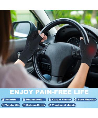 SHIFANQI Copper Arthritis Compression Gloves - 2 Pairs, Fingerless Design for Carpal Tunnel & Hand Pain Relief, Medium Size - Buy Online on GoSupps.com