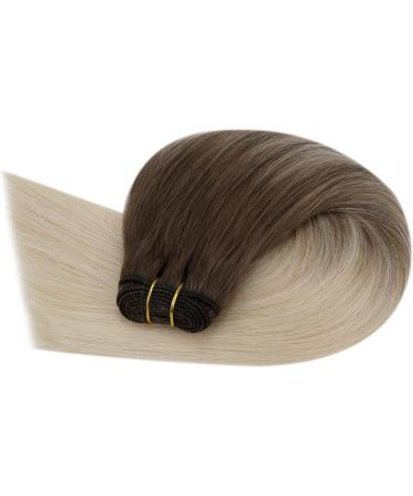 Easyouth Balayage Weft Human Hair Extensions - Light Brown to Platinum Blonde Ombre | 18 Inch Double Weft Sew-in Extensions - 100g - Buy Online on GoSupps.com