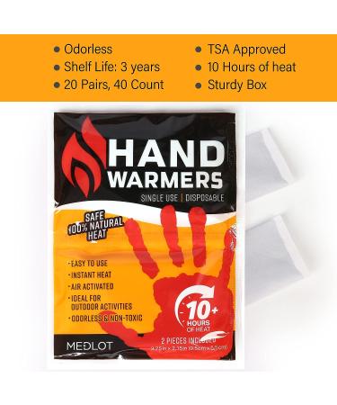 MEDLOT Hot Hand Warmer Packets  20 / 40 Pairs  Disposable Pocket Warmer to Keep Your Hands Warm and Toasty  Up to 10 Hours of Heat 20 Pairs - Buy Online on GoSupps.com