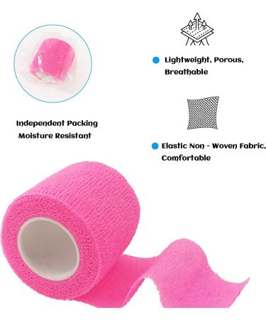 24 Rolls Pink Elastic Self Adhesive Bandage Wrap - 2 x 5 Yards - Ideal for Ankle Sprains, Swelling, and Sports Injuries - Breathable and Flexible Fabric - Non Woven Cohesive Bandage for Dogs, Pets, and Veterinary Use - Hot Pink - Buy Online on GoSupps.com