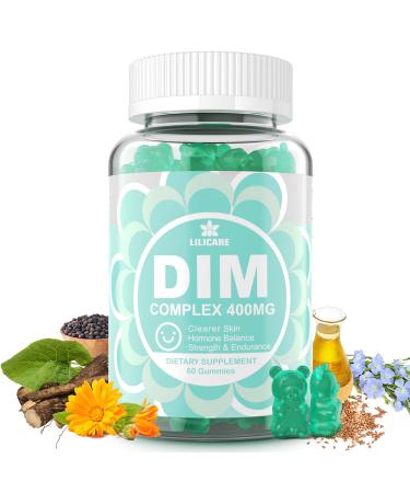 DIM Supplement Women 400mg Estrogen Supplement for Women Sugar Free DIM Gummies for Men & Women w/ Biotin Flaxseed Oil Burdock Calendula BioPerine for Hormone Balance Menopause & Prostate 60Cts 60 Count (Pack of 1)