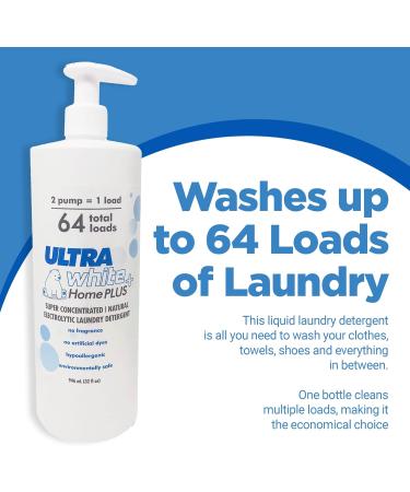 Ultra White Home Plus Electrolytic Detergent - Super-Concentrated Odorless Laundry Soap 32oz | Paraben-Free for Sensitive Skin - Buy Online on GoSupps.com