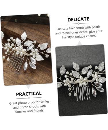 FRCOLOR Bridal Hair Accessories Bridal Headpieces for Wedding Hair Accessories for Prom Diamond Hair Accessories Silver Clips for Hair Wedding Pearls Hair Comb Floral Hair Clip Zinc Alloy - Buy Online on GoSupps.com