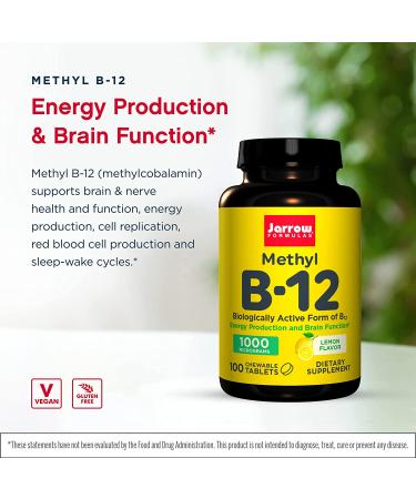 Jarrow Formulas Methyl B-12 1000 mcg Lozenges - Lemon Flavor, 100 Count - Buy Online on GoSupps.com