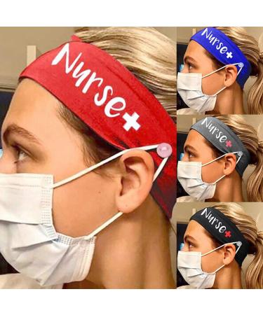 Buttoned Headband for Women - Ear Saver Nurse Headband Elastic Hair Band - Buy Online on GoSupps.com