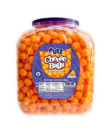 Utz Cheese Balls Barrel Tasty Snack Baked with Real Cheddar Cheese Delightfully Poppable Party Snack Gluten Cholesterol and Trans-Fat Free Kosher Certified 36.5 Oz 2.28 Pound (Pack of 1)