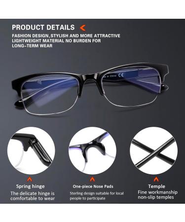 NORPERWIS 6PCS Blue Light Blocking Reading Glasses for Men & Women - Half Frame Spring Hinge Mixed Colors 1.5x Magnification - Buy Online on GoSupps.com