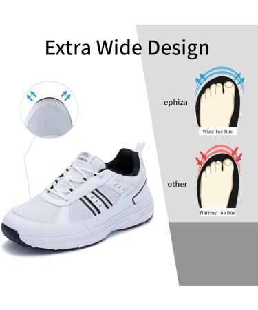 Mens Walking Shoes Wide Running Sneakers with Arch Support - Lightweight Diabetic Athletic Tennis Shoes - Size 11.5 White/Black - Buy Online on GoSupps.com