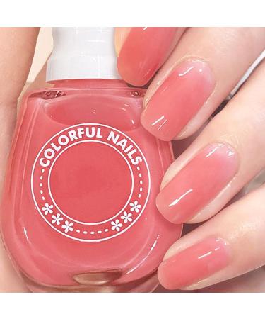Jelly Pink Nail Polish Translucent Peach Pink Natural Quick Dry Nail Polishes Long Lasting No Need Cure Chip-resistant Nail Varnish DIY Nail Art Manicure Gift for Women & Girls - Buy Online on GoSupps.com