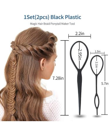 10PCS Hair Styling Comb Sets with Topsy Tail Tool, Clips, and 400PCS Elastic Bands for Women - Black - Buy Online on GoSupps.com
