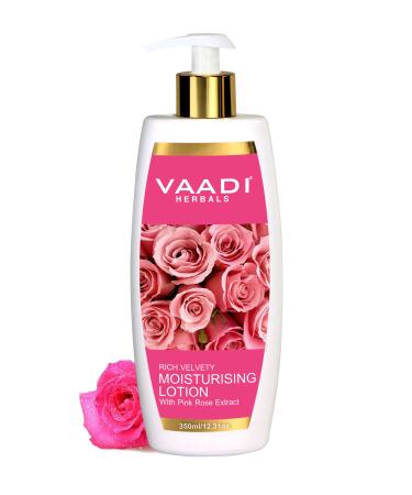 Vaadi Herbals Moisturizer - Body Moisturizer - Pink Rose Moisturising Lotion With Goat Milk Extract - Dry Skin Moisturizer - Suitable For All Skin Types - 12 Ounces (350 Millileter)