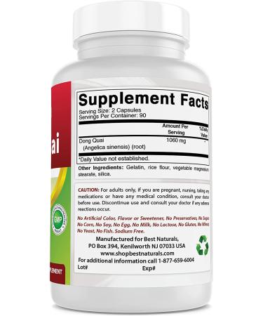 Best Naturals Dong Quai 530mg 180 Capsules - Natural Menopause Support - Buy Online on GoSupps.com
