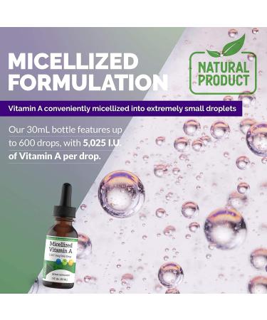 Premium Micellized Vitamin A Drops | Liquid Supplement for Men & Women | 1507mcg RAE - 5025IU per Drop | 1 Oz Bottle - Buy Online on GoSupps.com