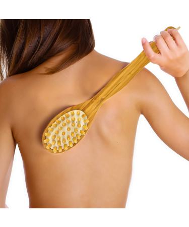 LunaBody Bamboo Back Scrub Brush - Natural Boar Bristle Shower Scrubber - Buy Online on GoSupps.com
