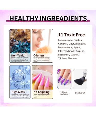 LanFo Gel Nail Polish Set - Hot Pink, Dark Purple & Glitter Shades for DIY Nail Art | Spring/Summer UV LED Soak Off Manicure Kit - Buy Online on GoSupps.com