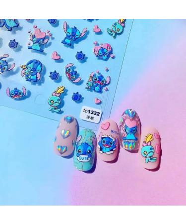 Embossed 5D Cartoon Nail Art Stickers - 3 Sheets | DIY Cute Anime Design Decoration for Girls, Women, Kids | Self-Adhesive Kawaii Manicure Gift - Buy Online on GoSupps.com