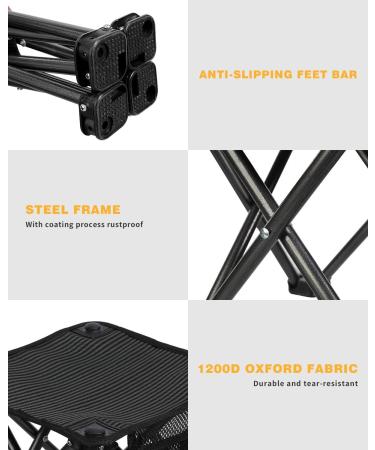 KingCamp Small Camping Stool - Portable Backpacking Slacker Chair in Black Stripes - Buy Online on GoSupps.com