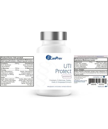CanPrev UTI Protect 60 Capsules - D-Mannose for Bladder Support with Cranberry Parsley Garlic & Grapeseed Extracts Promotes Bladder Comfort & Urinary Tract Wellness Gentle Daily Support for Women - Buy Online on GoSupps.com