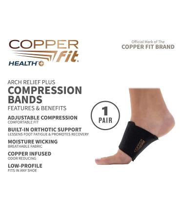 Copper Fit Health Unisex Arch Relief Plus - Built-In Orthotic Support, Black - Buy Online on GoSupps.com