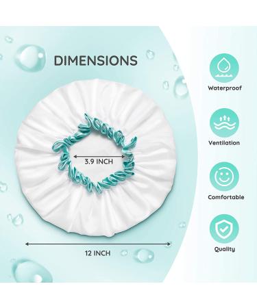 mikimini X-Large White Shower Cap for Long Hair - 12 inch Waterproof Washable Hair Cap for Women and Girls - Super Cute and Extra Large (Pack of 1) - Buy Online on GoSupps.com