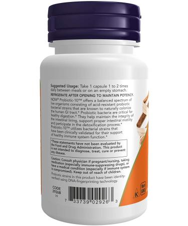 Now Foods Probiotic-10 25 Billion - 50 Veg Capsules | Premium Digestive Support - Buy Online on GoSupps.com