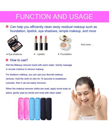 Reusable Microfiber Makeup Remover Towel (6 Pack) - 12x6 Inch, Hot Pink/Blue/Black - Remove All Makeup with Just Water - Eco-Friendly Makeup Remover Cloth - Buy Online on GoSupps.com