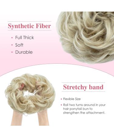 Premium Ash Blonde to White Blonde Synthetic Hair Extensions - Tess Hair Part with Rubber Band (55g) for Large Buns - Perfect Hair Tie for Women & Girls - Buy Online on GoSupps.com