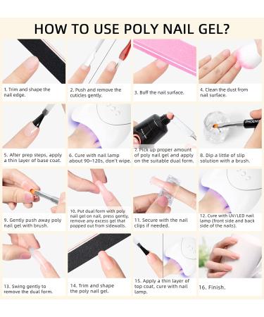 Phoenixy Poly Nail Gel Kit - 6 Colors, 36W LED UV Lamp, Basic Nail Art Tools - Manicure Starter Kit for Perfect Extensions - Buy Online on GoSupps.com