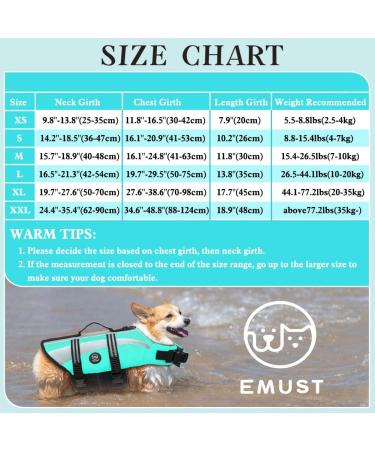 Emust Adjustable Dog Swimming Vest - Buoyant Life Jacket for Small Dogs with Durable Rescue Handle - XS Turquoise - Buy Online on GoSupps.com