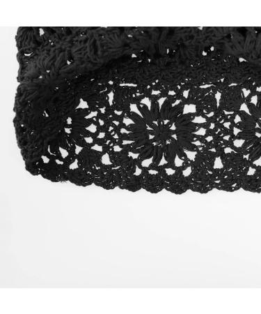 Shop Vgol Handmade Women s Cotton Knitted Beanie Hat - Vintage Flower Crochet Slouchy Skull Cap (52-58 cm) - Perfect for Spring Summer & Autumn - Black Outlet - Buy Online on GoSupps.com