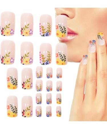 Press On Nails Flower Nails Long Lasting Artificial Fake Nails Detachable Full False Nails for Women - Buy Online on GoSupps.com