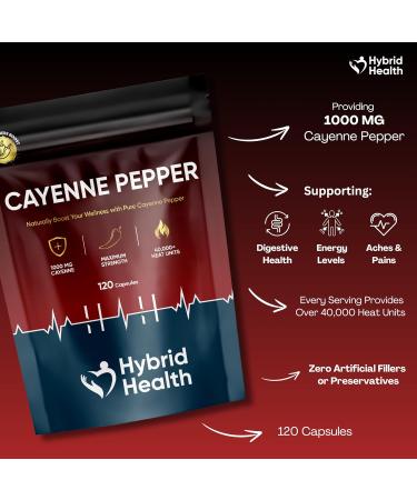 Cayenne Pepper Capsules | 120 Capsules | 1000 MG | 100% Natural | Cayenne Pepper Supplement | Vegan Non-GMO Zero Additives | UK Brand - Buy Online on GoSupps.com