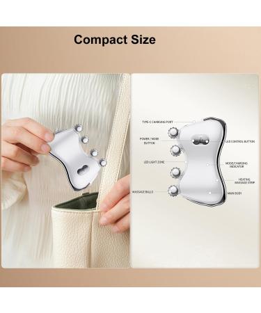 Electric Gua Sha Facial Tools Heated Gua Sha Tools with 5 LED Lights Red Light Face Massager Vibration Device 8 Metal Roller for Face Back Leg and Body big - Buy Online on GoSupps.com