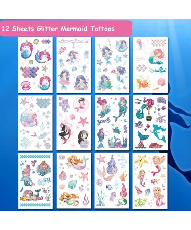 CHARLENT Glitter Butterfly & Mermaid Tattoos for Girls - 240 Pcs Temporary Tattoos for Birthday Party Favors - Buy Online on GoSupps.com