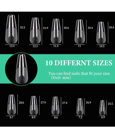 504 Pieces of Long Soft Gel Nail Tips - Pre-Buff PMMA Resin Full Cover Ballerina Nail Tips for DIY Nail Art - 10 Sizes - International Shipping - Buy Online on GoSupps.com